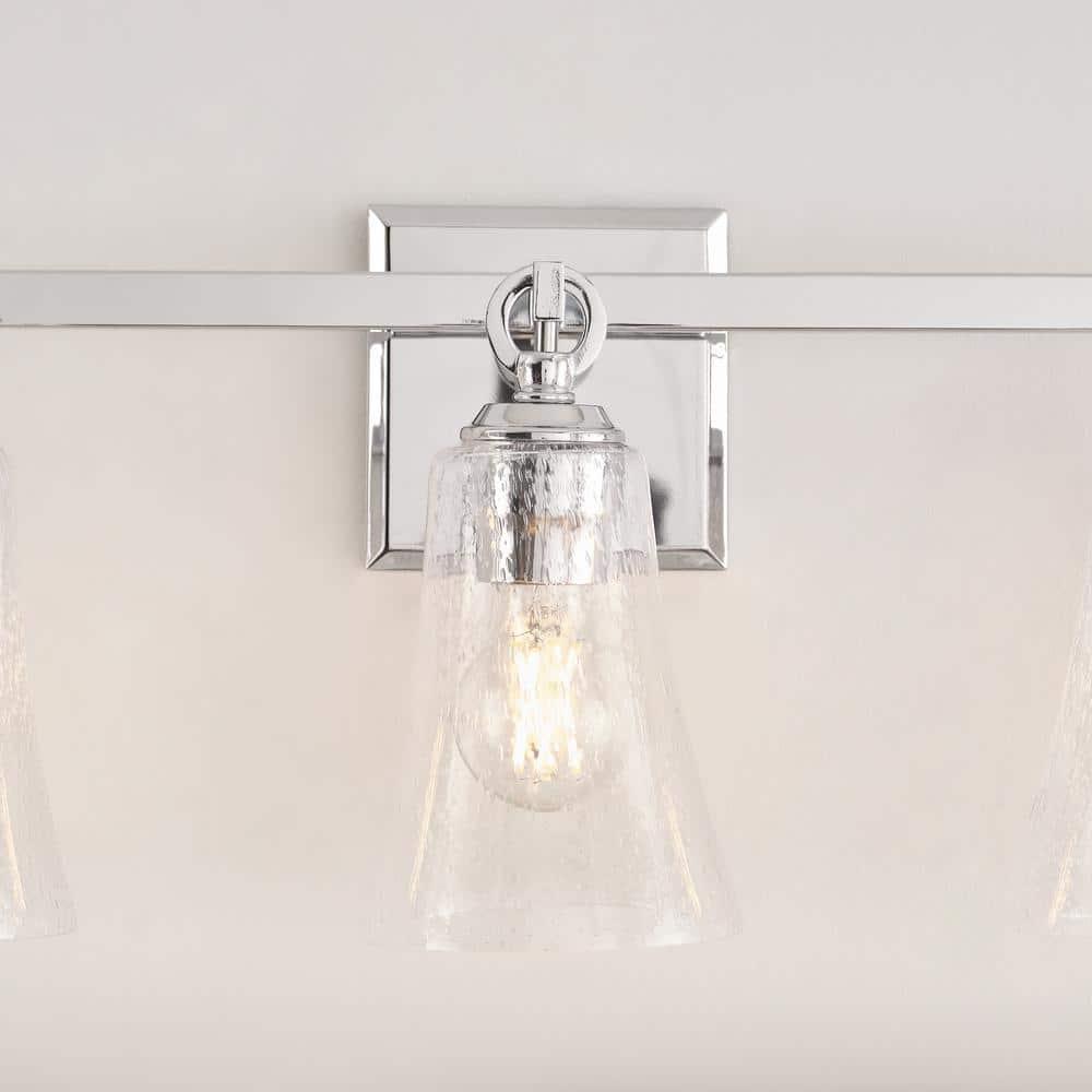 Monterro 3-Light Chrome Vanity with Clear Seeded Glass