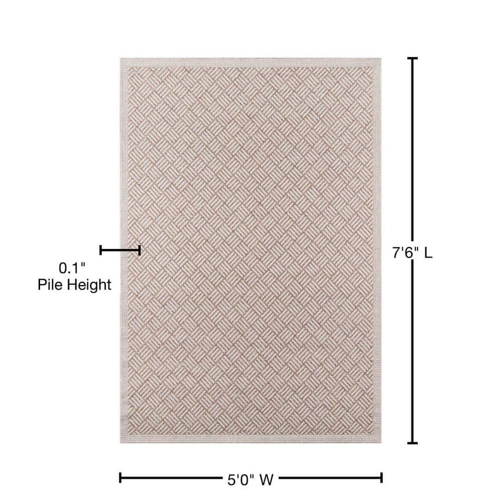 5'x7'6" Geometric Loomed Area Rug Tan - Momeni: Contemporary Indoor/Outdoor Low Pile, Machine Made, Polypropylene