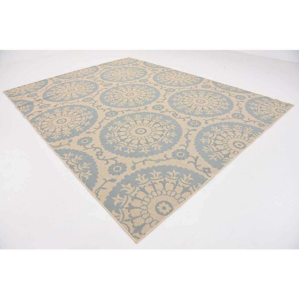 Unique Loom Outdoor Botanical Collection Area Rug - Medallion (9'  x 12' 2" Rectangle Aqua/Beige)