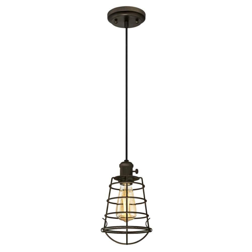 Westinghouse Nolan Mini Pendant with Turn Knob Oil Rubbed Bronze Finish Cage Shade