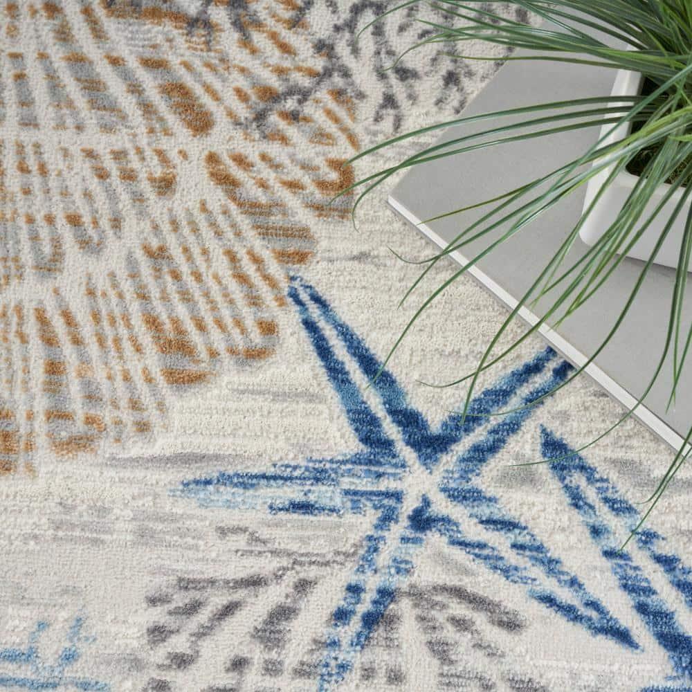 Nourison Pompeii 5'3" x 7'3" Ivory Grey Blue Nautical Indoor Rug