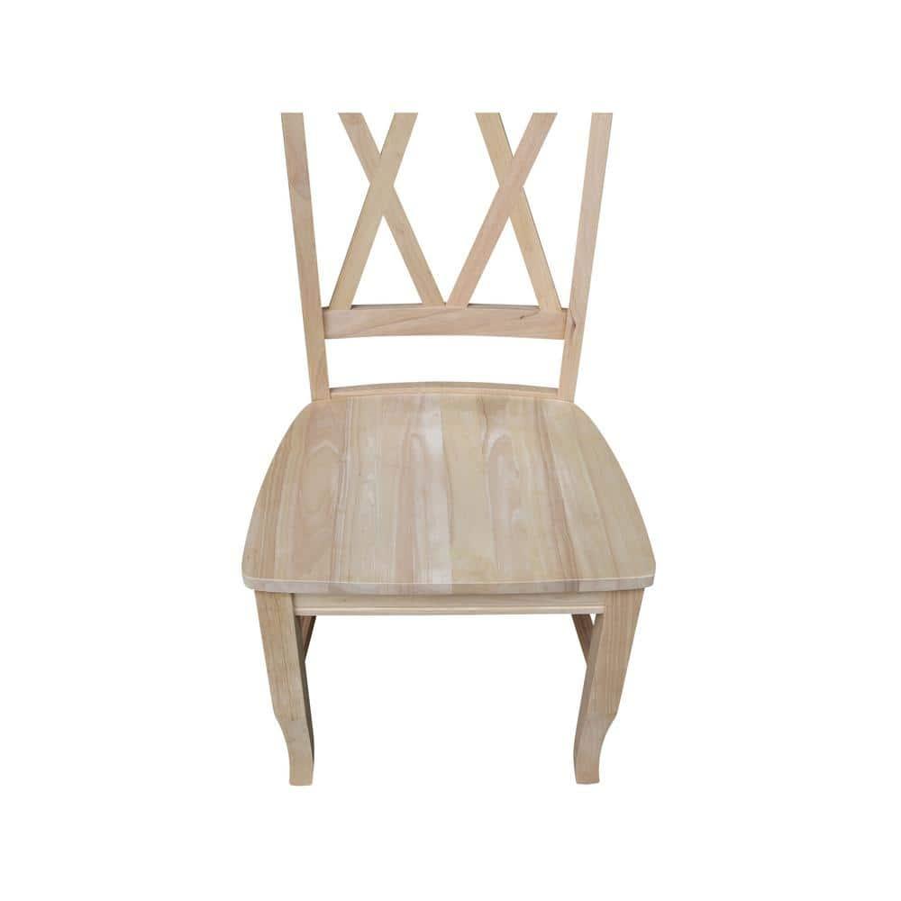 Set Of 2 Double X Back Chair Unfinished - International Concepts: Solid Wood, Armless, Unupholstered
