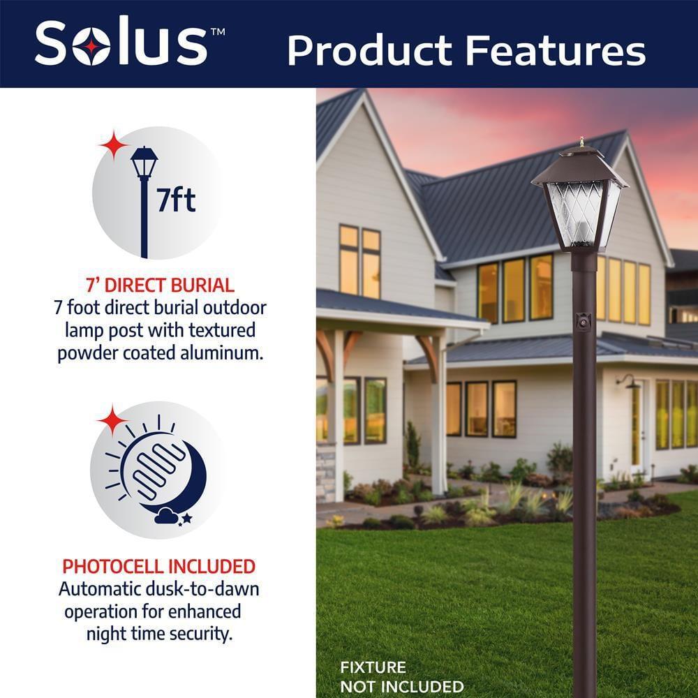 Solus 8-320NCA Direct Burial Lamp Post with Dusk To Dawn Photo Sensor, Fits 3" Post Top Fixtures, Includes Inlet Hole