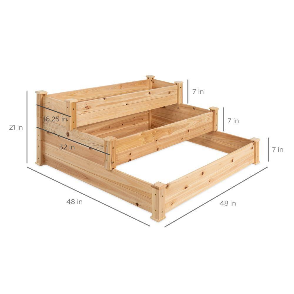 Arlmont & Co. Rosselyn 3-Tier Fir Wood Raised Garden Bed Planter for Plants, Vegetables, Outdoor Gardening