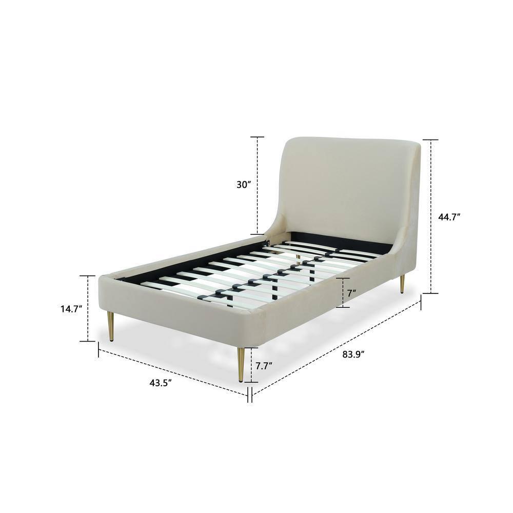 Twin Heather Velvet Upholstered Bed - Manhattan Comfort