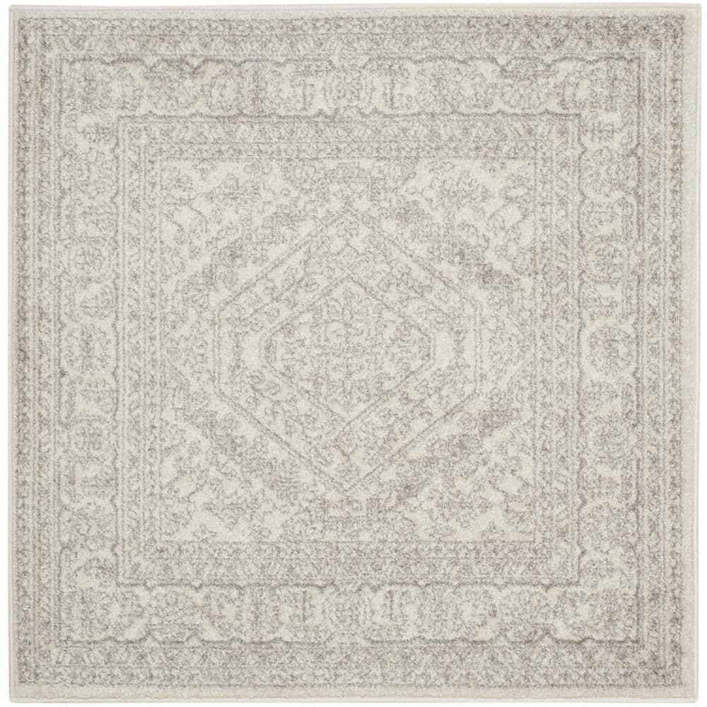 Adirondack ADR108 Power Loomed Area Rug - Ivory/Silver - 4'x4' - Safavieh.