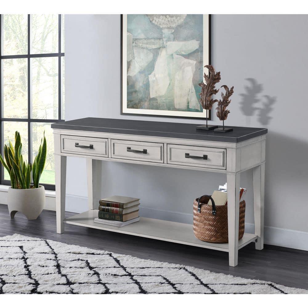 Martin Svensson Home Del Mar 3 Drawer Sofa Console Table White and Grey