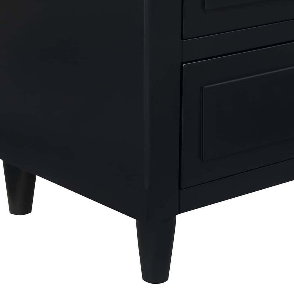 Glavbiku Modern 3 Drawer Nightstand,Wood Bedside Table for Bedroom,Black,28.1" H x 27.9" L,Adult