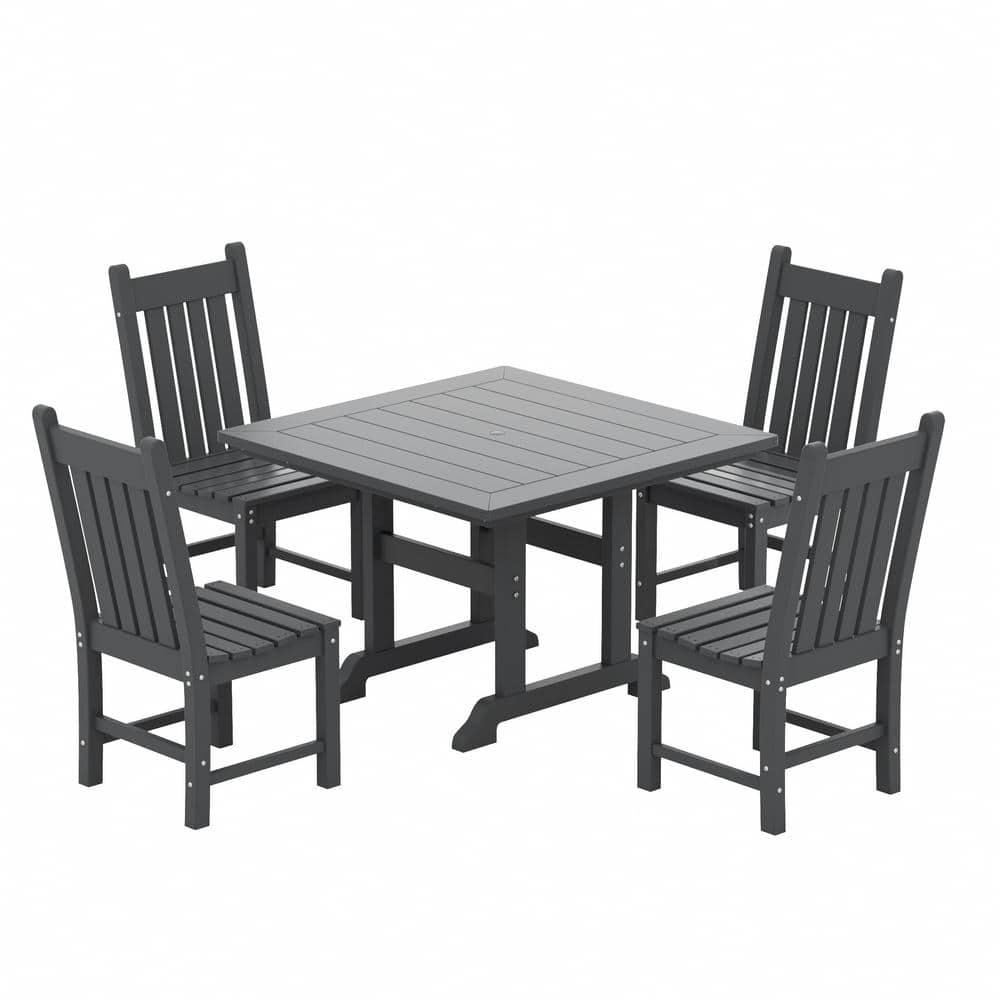 WestinTrends Malibu Classic Outdoor Dining Chairs, All Weather Poly Lumber Adirondack Patio Chairs Restaurant Bistro Chairs Support 350 LBS, Arched Backrest and Curved Seat for Comfort, Gray