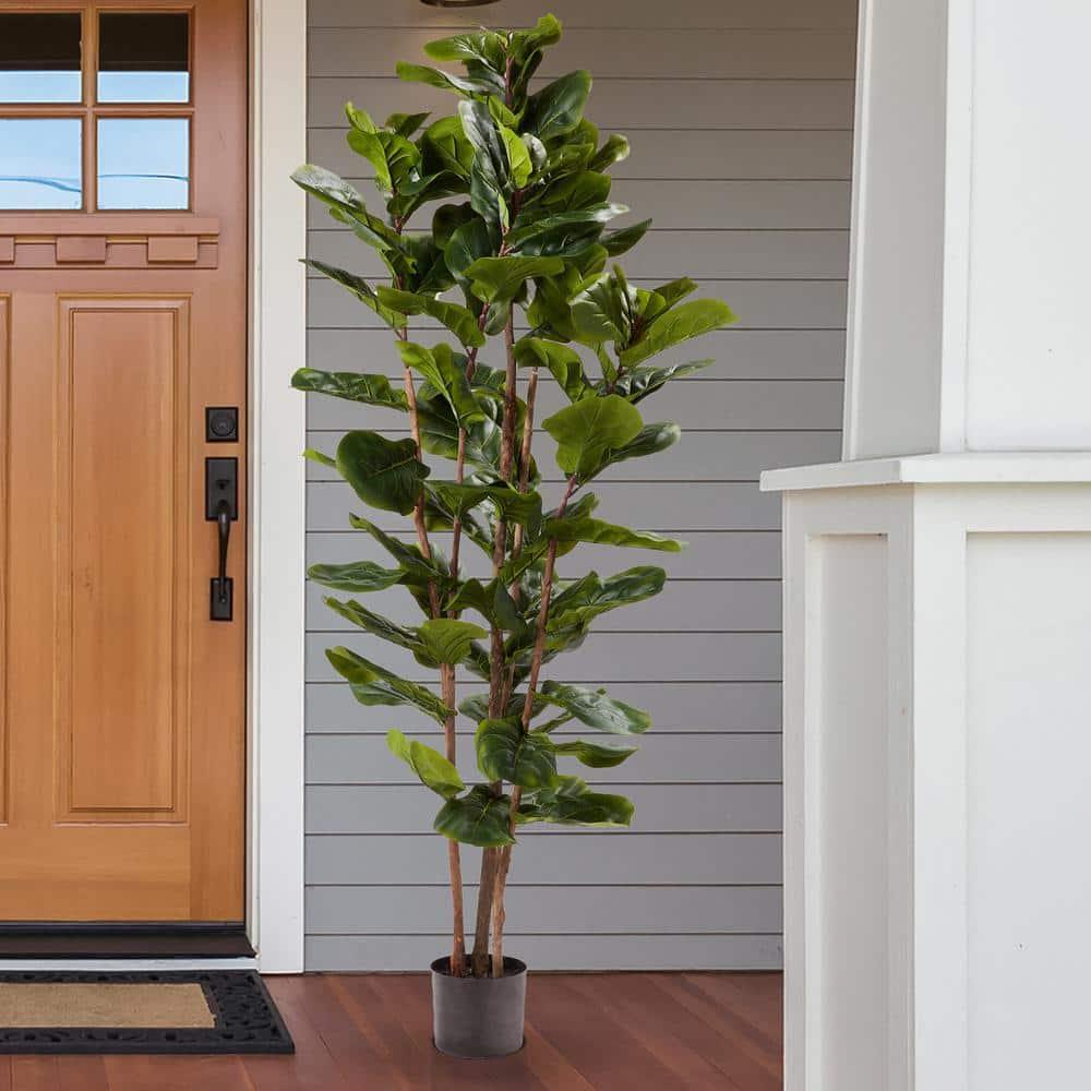 Artificial Fiddle Leaf Fig Tree-72"" Faux Plant in Pot with Natural Feel Leaves-Realistic