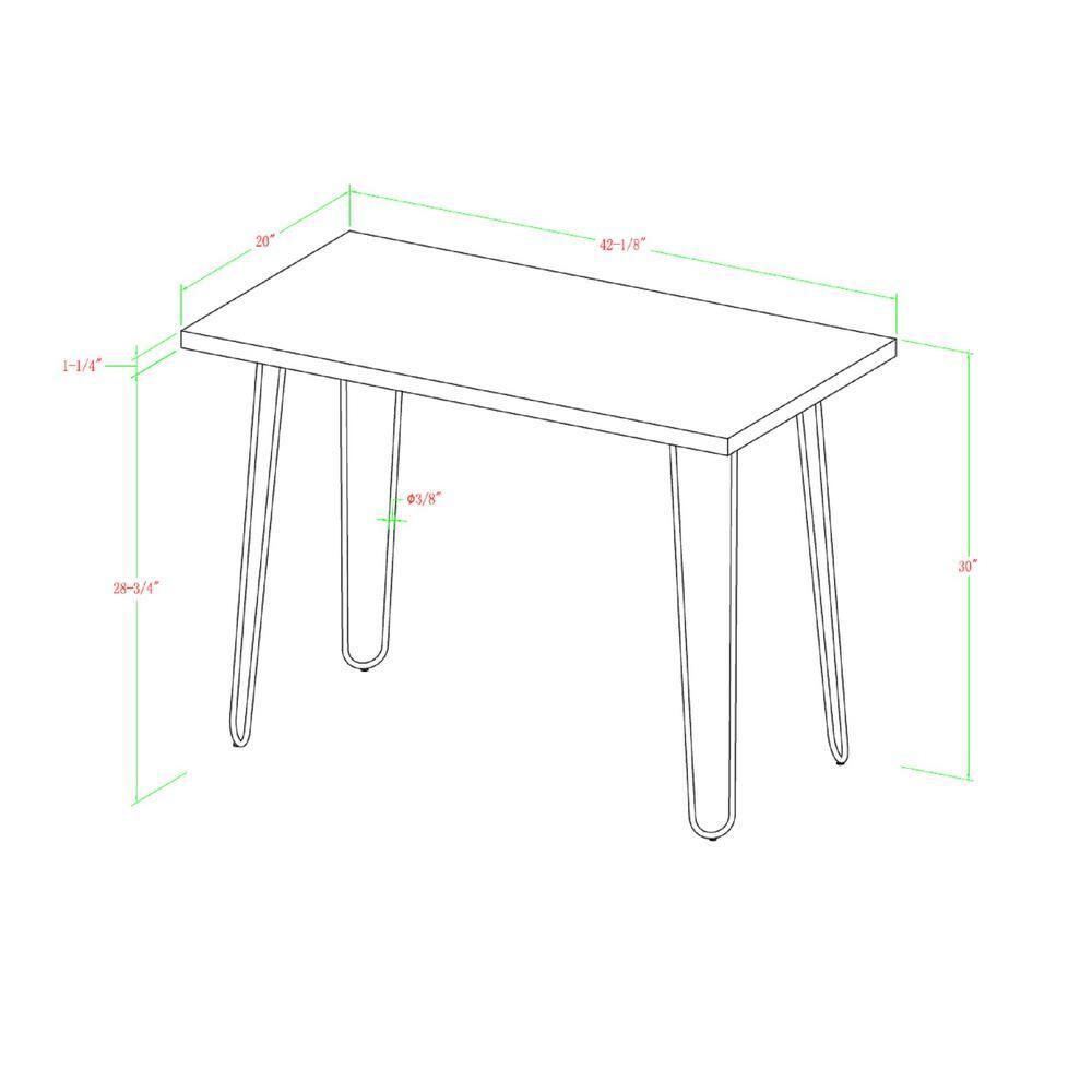 Walker Edison MDF Wood Writing Desk with Chrome Metal Legs in White