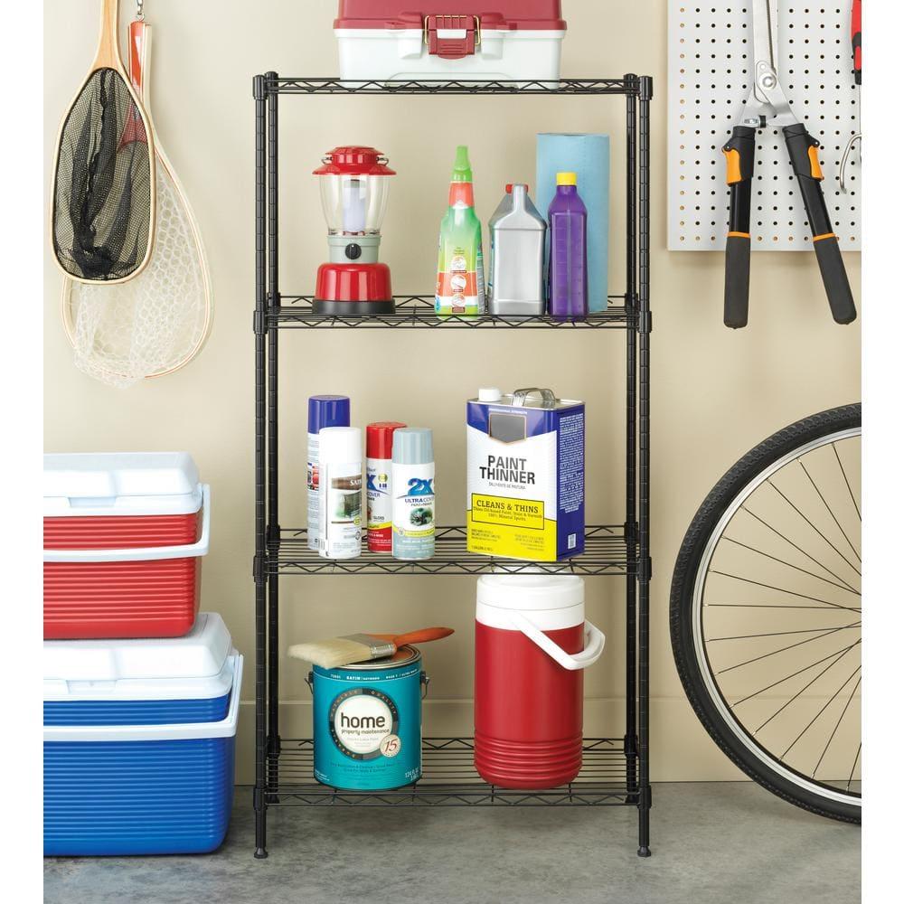 Whitmor Supreme 4-Tier Shelving - 100 lb. per Shelf - Black