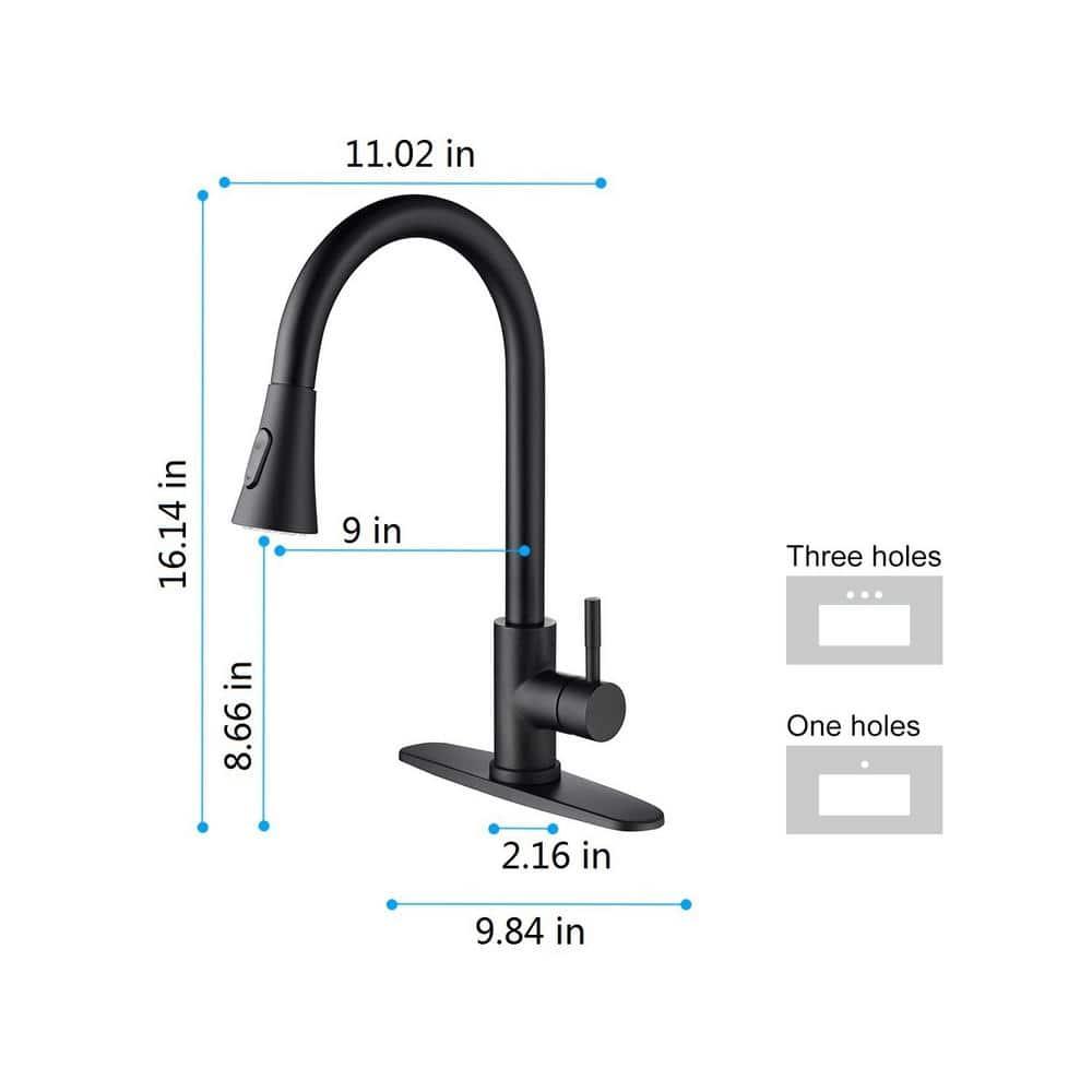 Matte Black Kitchen Faucets with Pull Down Sprayer, Kitchen Sink Faucet with Pull Out Sprayer - Effortlessly Achieve Efficient Kitchen Cleaning