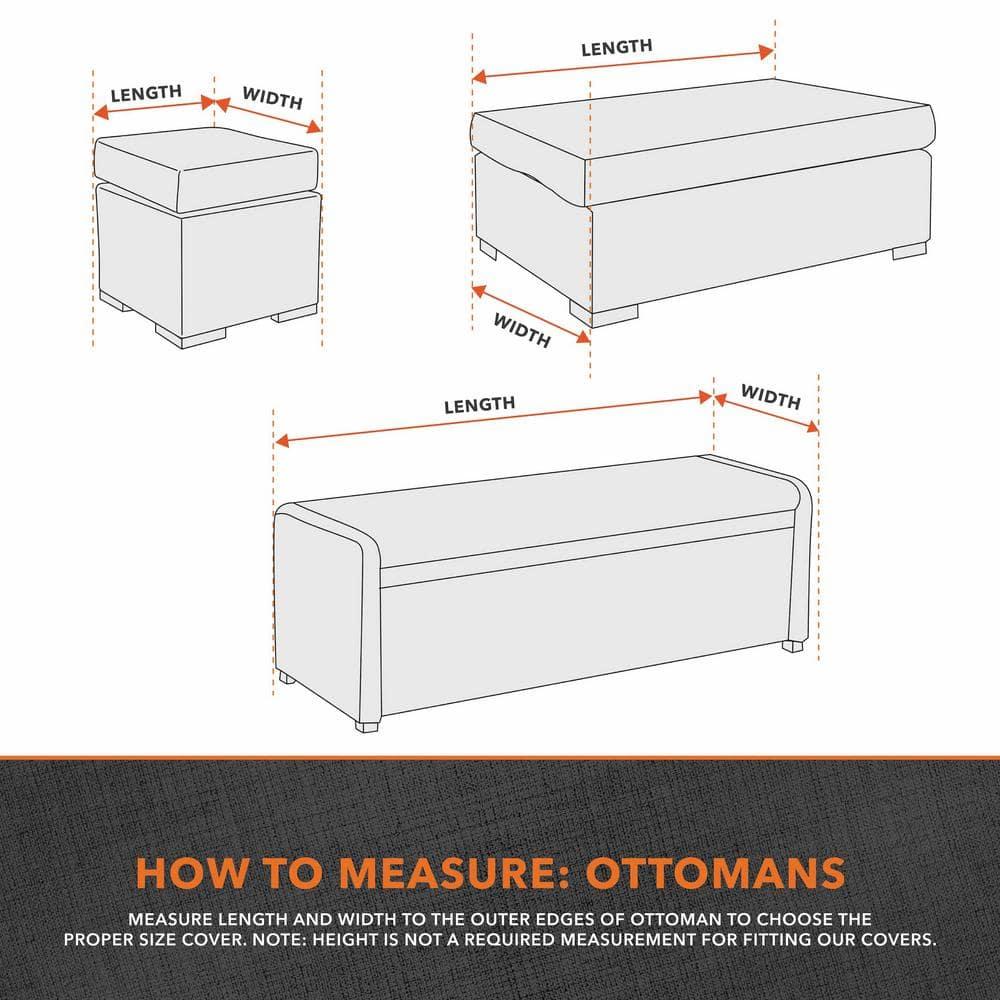 Modern Leisure Garrison Patio Ottoman Cover, Waterproof, 42"L x 22"W x 17"H, Granite Gray