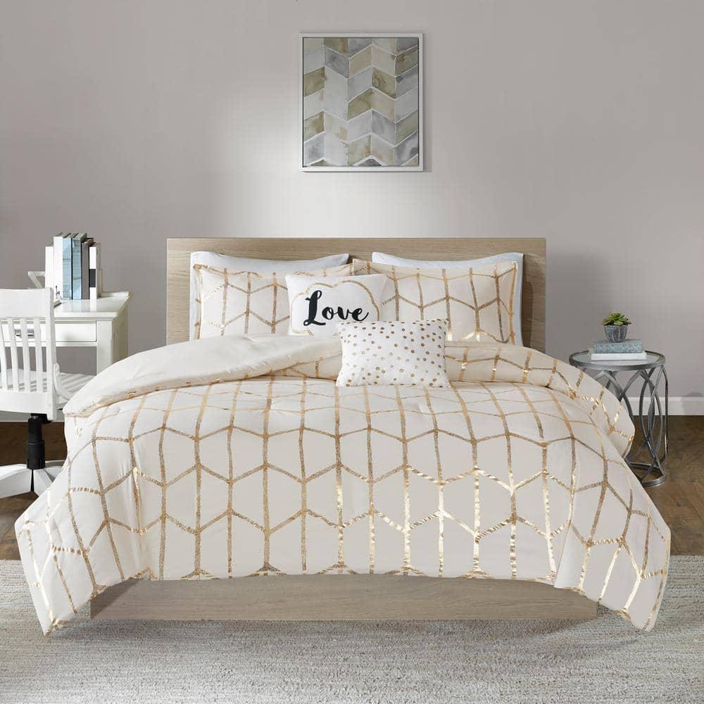 Intelligent Design Raina Metallic Printed Comforter Set