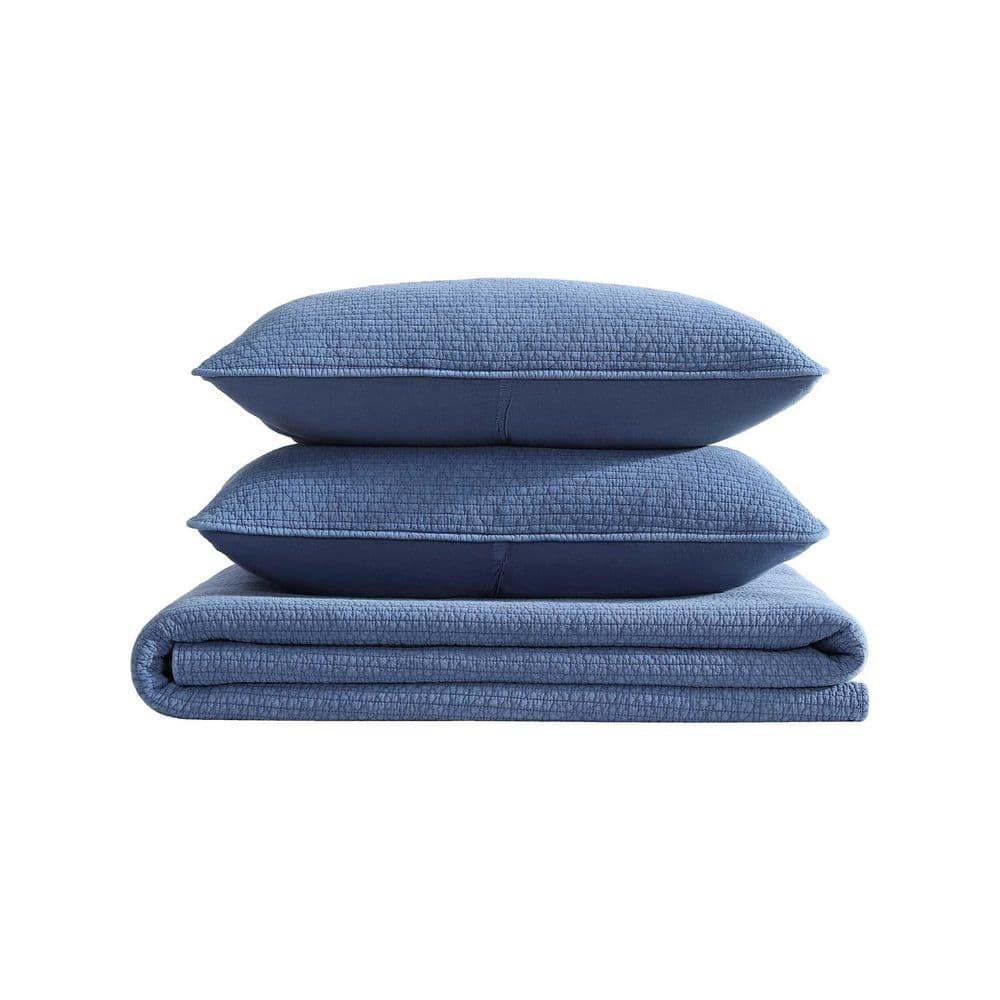 Deep Dive Wash Organic Cotton King Quilt Set in Navy