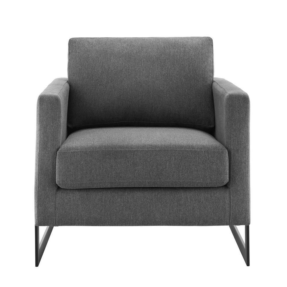 Modway Posse Upholstered Fabric Upholstered Accent Chair in Black and Charcoal