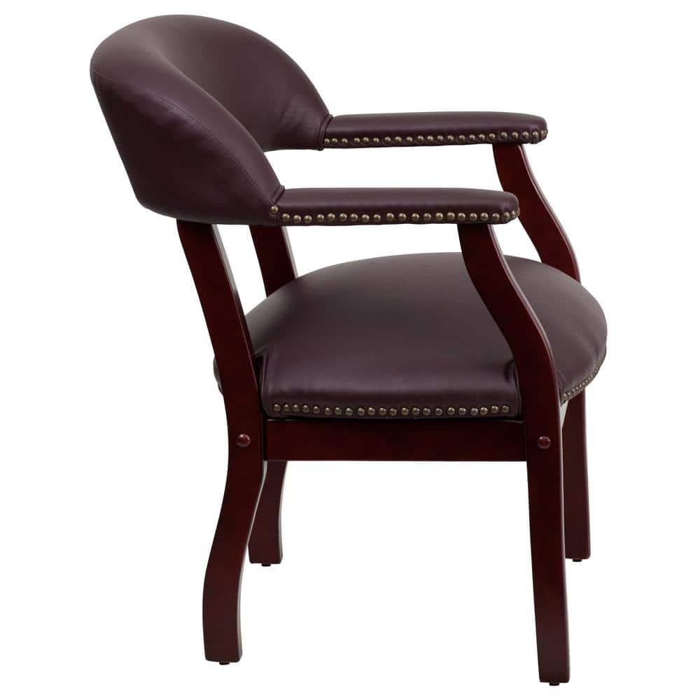 Leather Seat Waiting Room Chair with Wood Frame