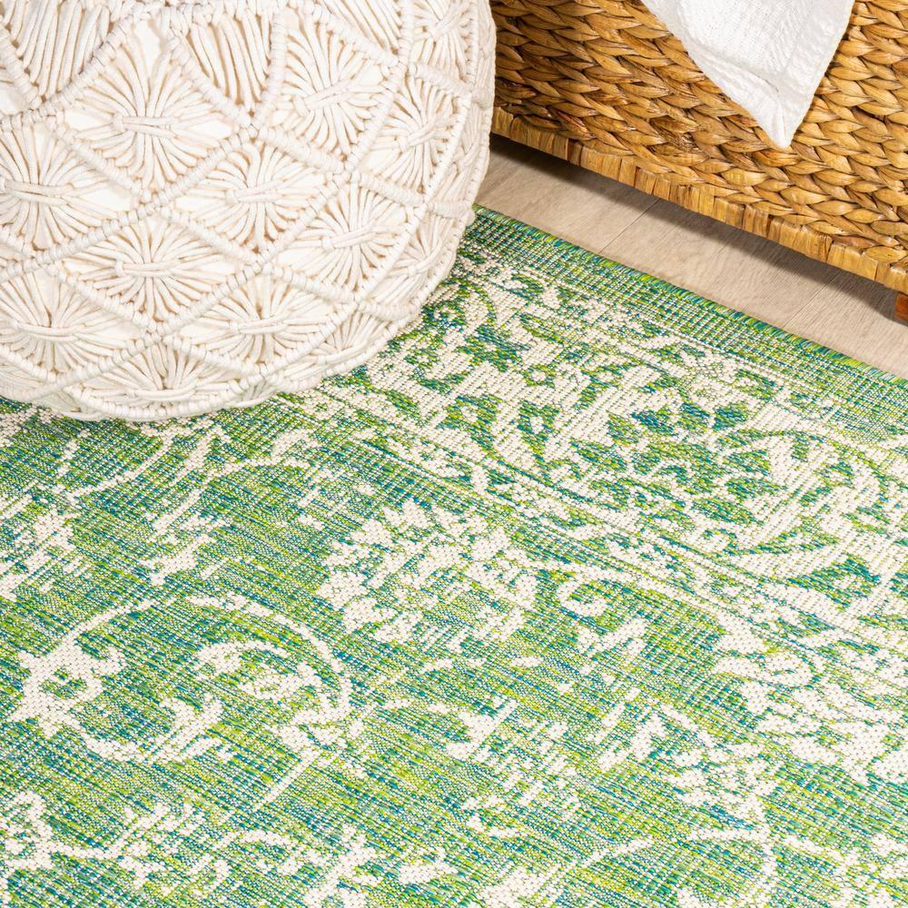 9' x 12' Tela Bohemian Textured Weave Floral Indoor/Outdoor Area Rug, Cream/Green - JONATHAN Y