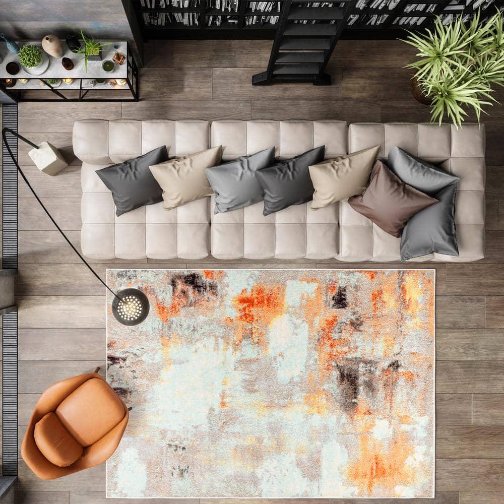 JONATHAN Y Contemporary POP Modern Abstract Vintage Cream/Orange 3 ft. x 5 ft. Area Rug