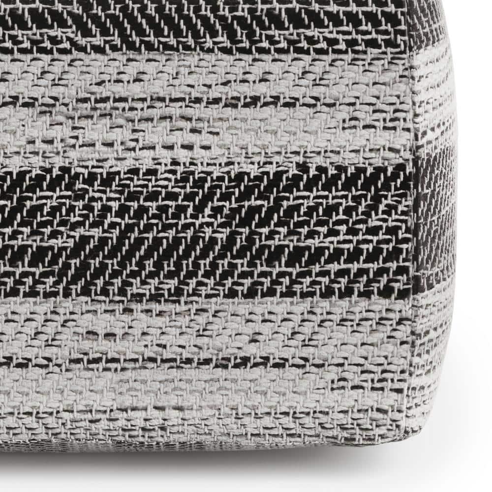Simpli Home Clay 18"W Upholstered Cotton Square Pouf