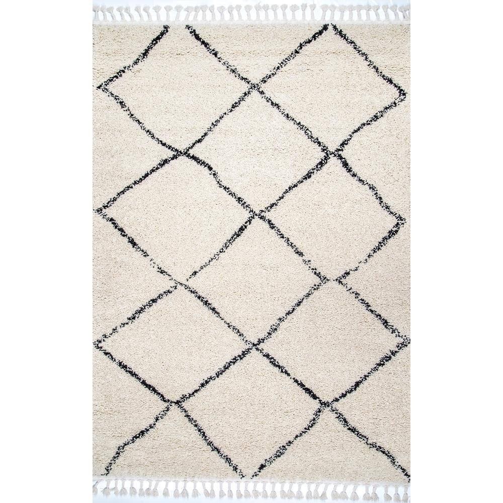 Nuloom Jessie Trellis Oval 7x9 Indoor Area Rug for Living Room Bedroom Dining Room, Off White/Charcoal