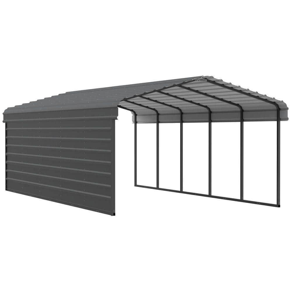 Arrow Arrow Steel Carport with 1 Side Wall Kit, 12X24X07