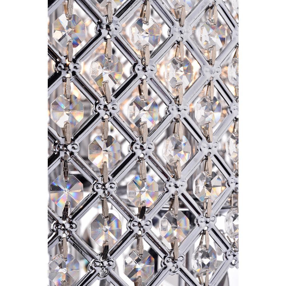 Chrome and Crystal 4-Light Drum Chandelier with Beaded Shade