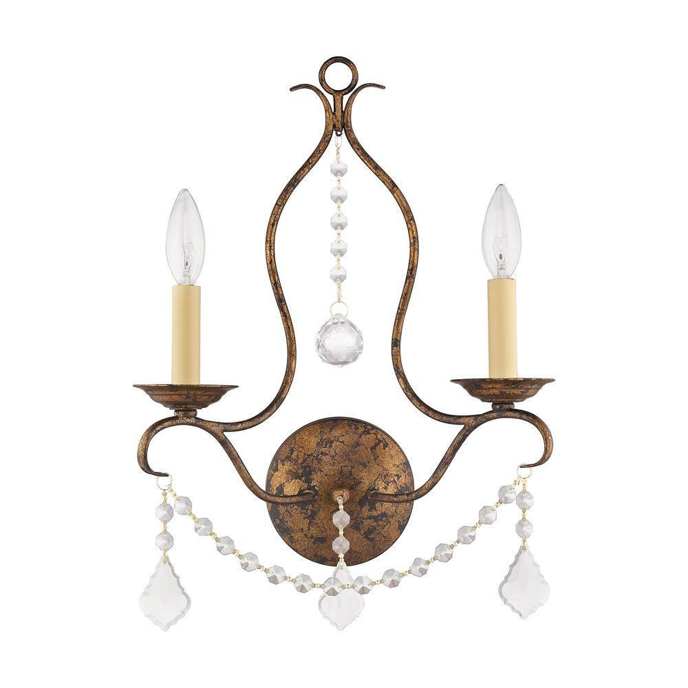 Livex Lighting Chesterfield 2 - Light Wall Light in  Hand Applied Venetian Golden Bronze