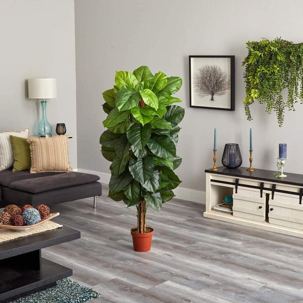 Nearly Natural 63" x 33" Artificial Leaf Philodendron Plant in Pot - Real Touch, Indoor Decor
