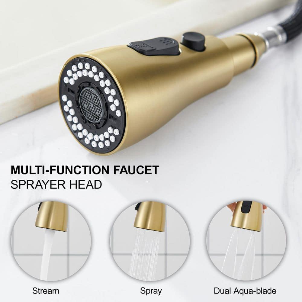 GAGALIFE Single Handle Pull Down Sprayer Kitchen Faucet High Arc Stainless Steel Faucet with 3-Function Sprayer JJL-CL-PT-SDP-G