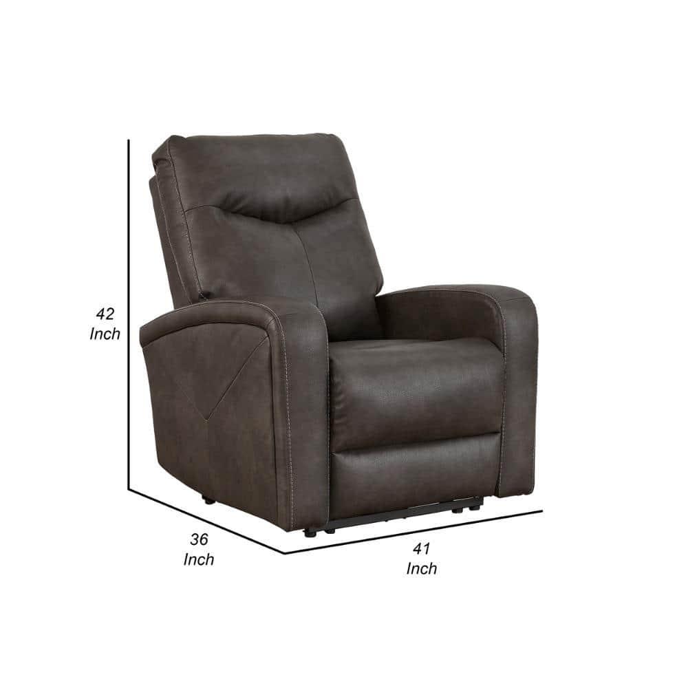 41 in. Aji Chair Power Recliner with Adjustable Headrest, Quarry Gray