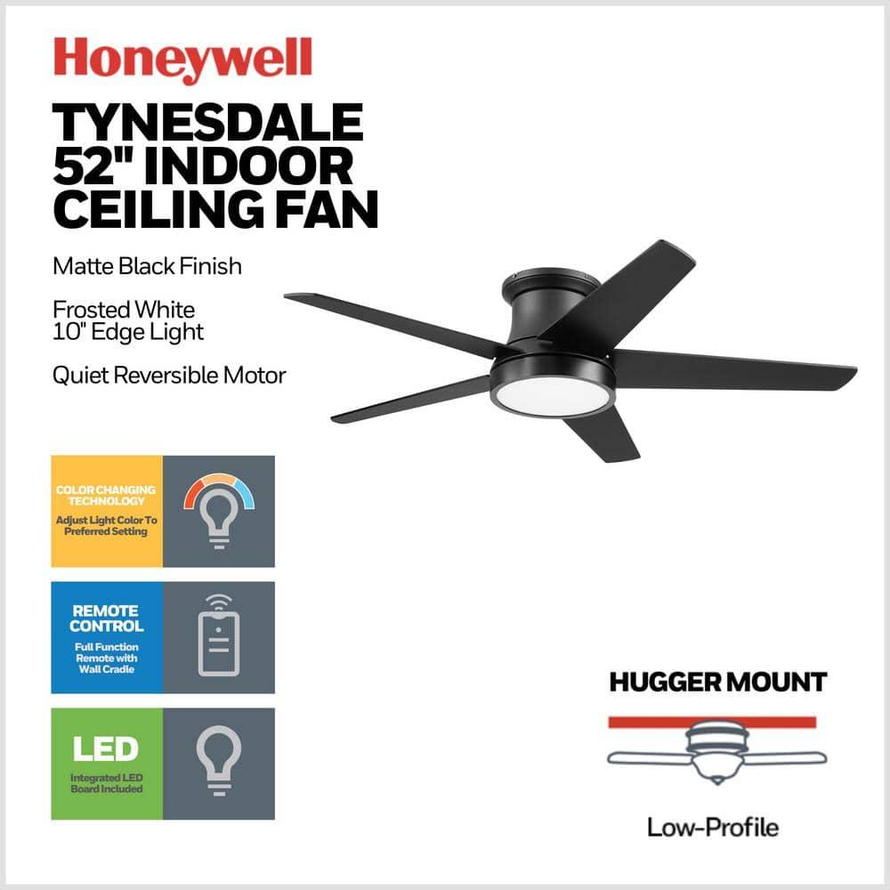 Honeywell Tynesdale 52" Contemporary Five Blade Ceiling Fan with Color Changing Light, Remote Control