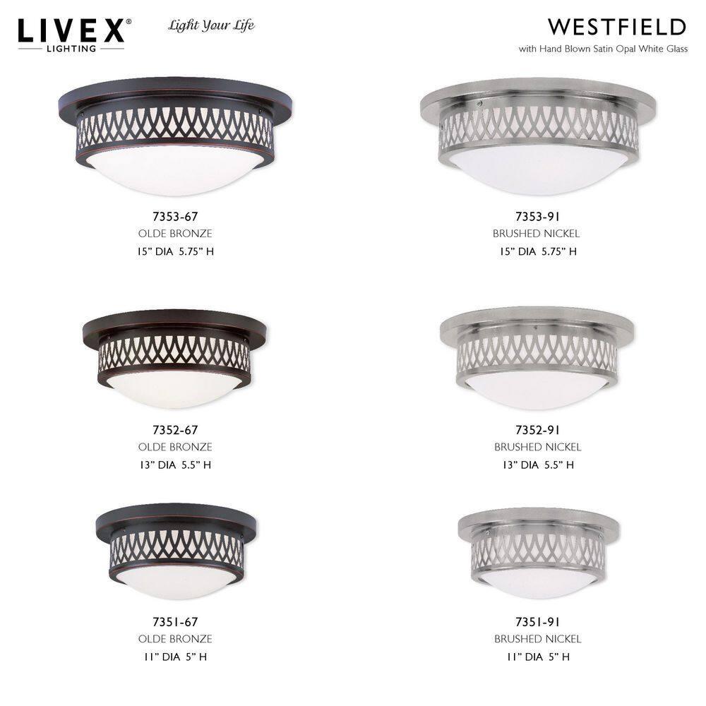 Livex Lighting Westfield 2 - Light Flush Mount in  Brushed Nickel