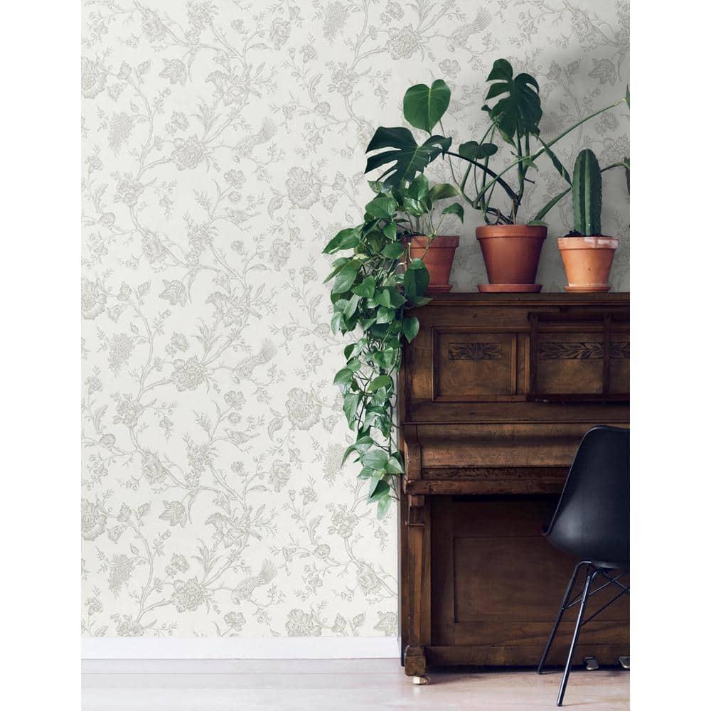 NextWall Harbor Mist Jasmine Chinoiserie Peel and Stick Wallpaper