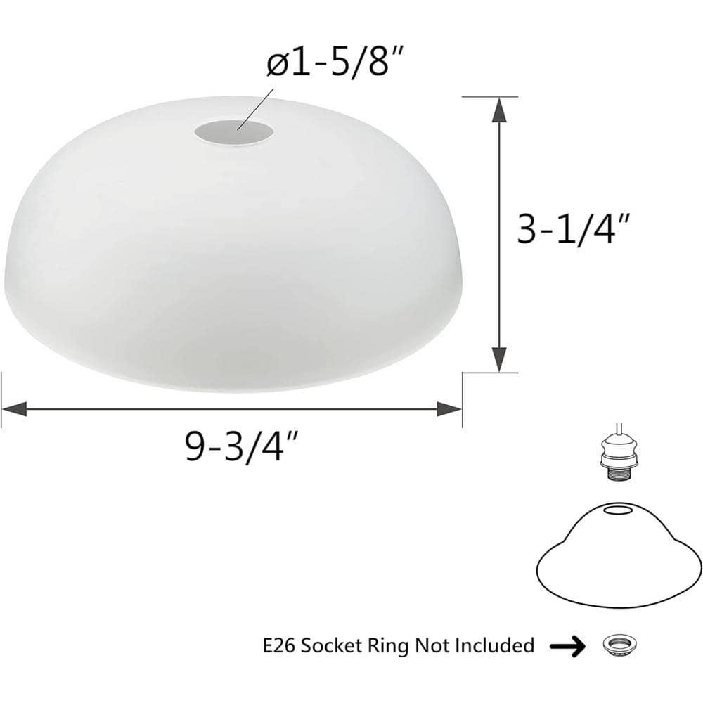 Aspen Creative 23131-11 Frosted Contemporary Replacement Glass Shade for Medium Base Socket Torchiere Lamp, Swag Lamp, Pendant, 1 Light Wall Sconce & Island Fixture, 9-3/4" Diameter x 3-1/4" Height