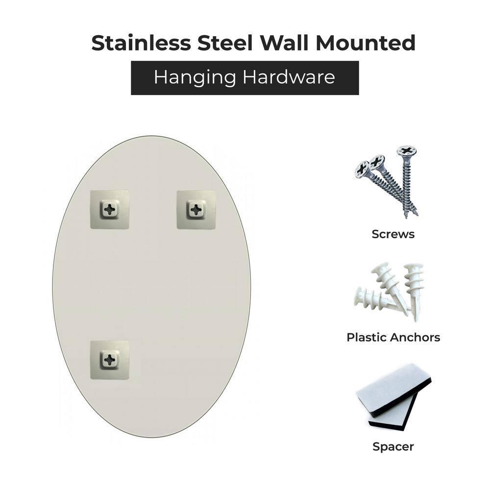 22" X 39" Inch Oval Beveled Polish Frameless Home Mirror With Hooks