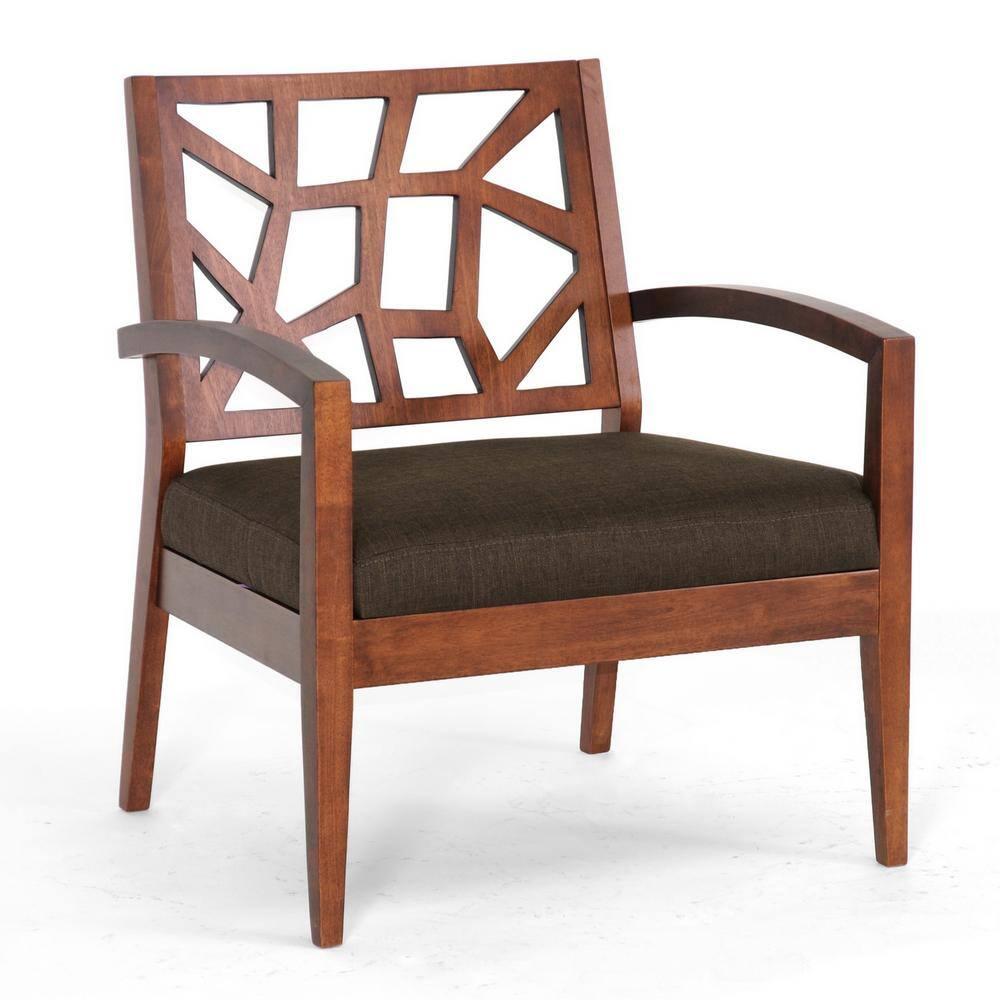 Jennifer Modern Lounge Chair Dark Brown - Baxton Studio: Danish Style, Upholstered, Walnut Veneer, Indoor Use