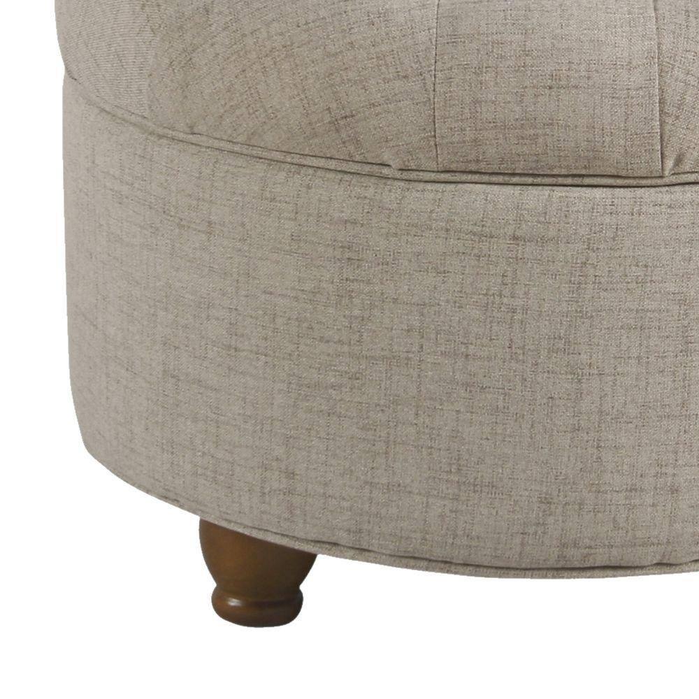 Benzara Otomana de Madera Tapizada en Tela con Almacenamiento con Tapa Elevable Capitoné, Beige-Color:Beige