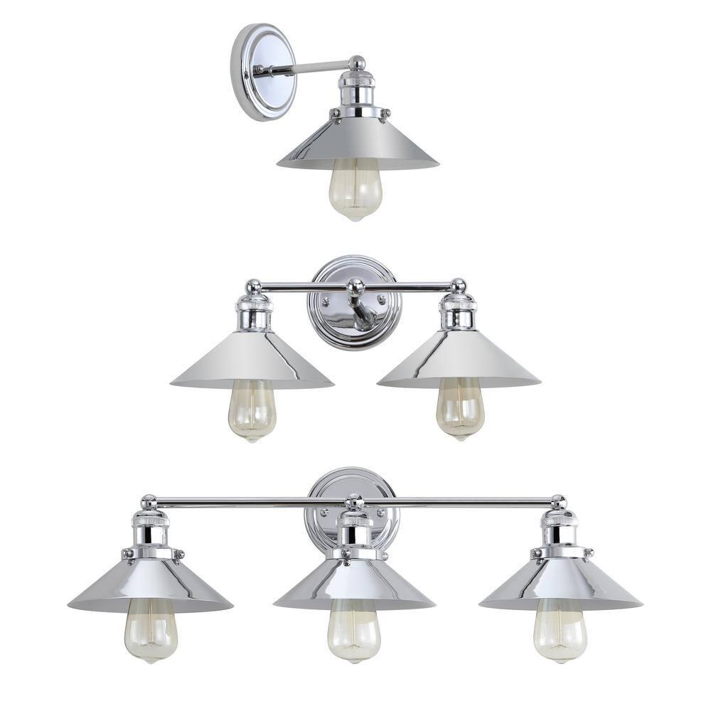 June 26.5 in. 3-Light Metal Chrome Vanity Light