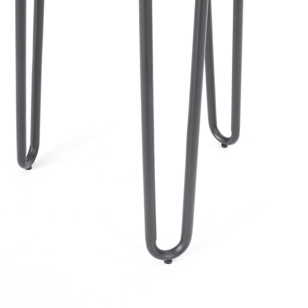 GDFStudio San Marco Outdoor Iron and Tempered Glass Side Table, Black