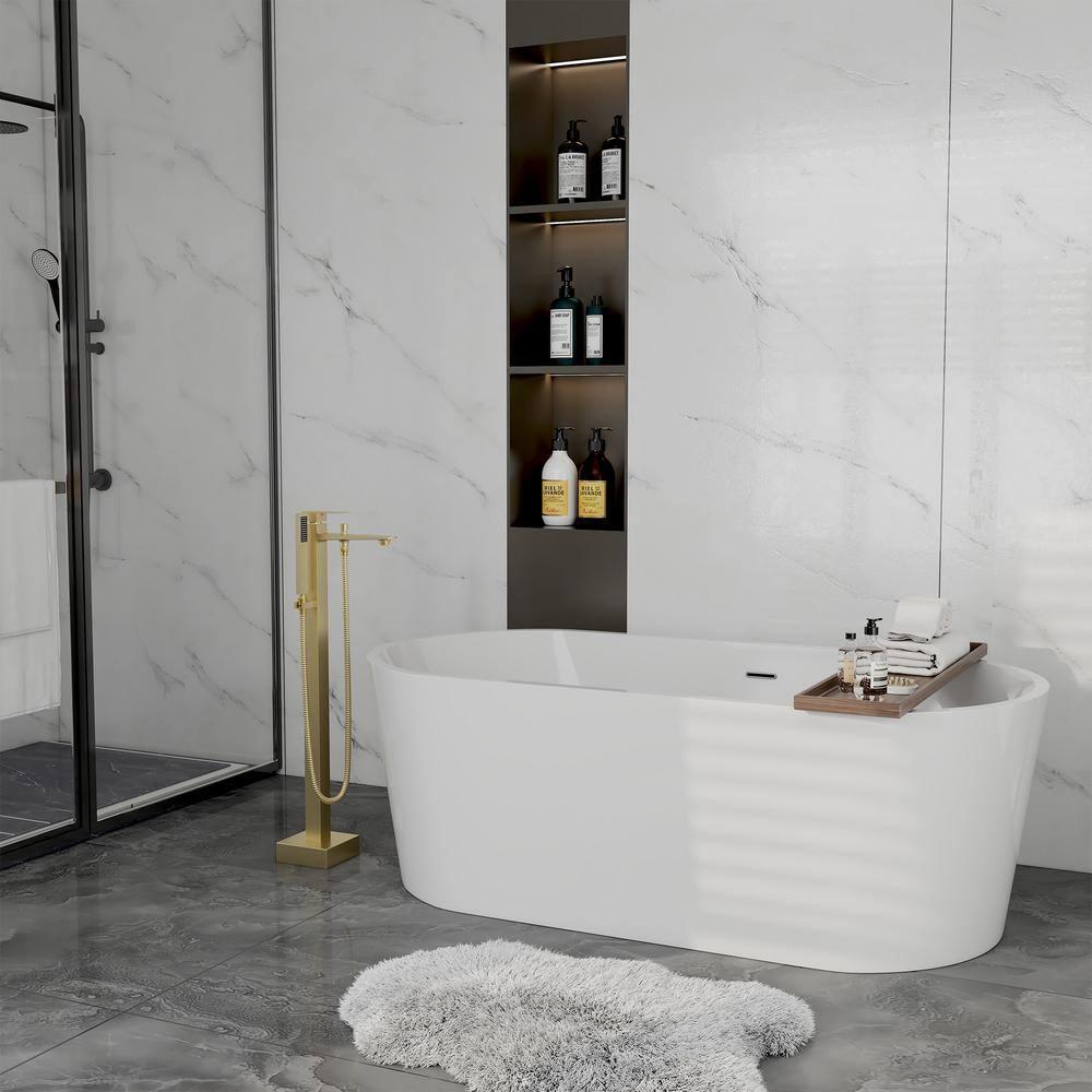 mondawe Single Handle Floor Mounted Freestanding Tub Filler with Diverter MDLT0055-BG