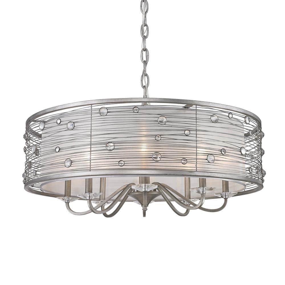 Golden Lighting Joia 8-Light Chandelier in Peruvian Silver with Sterling Mist