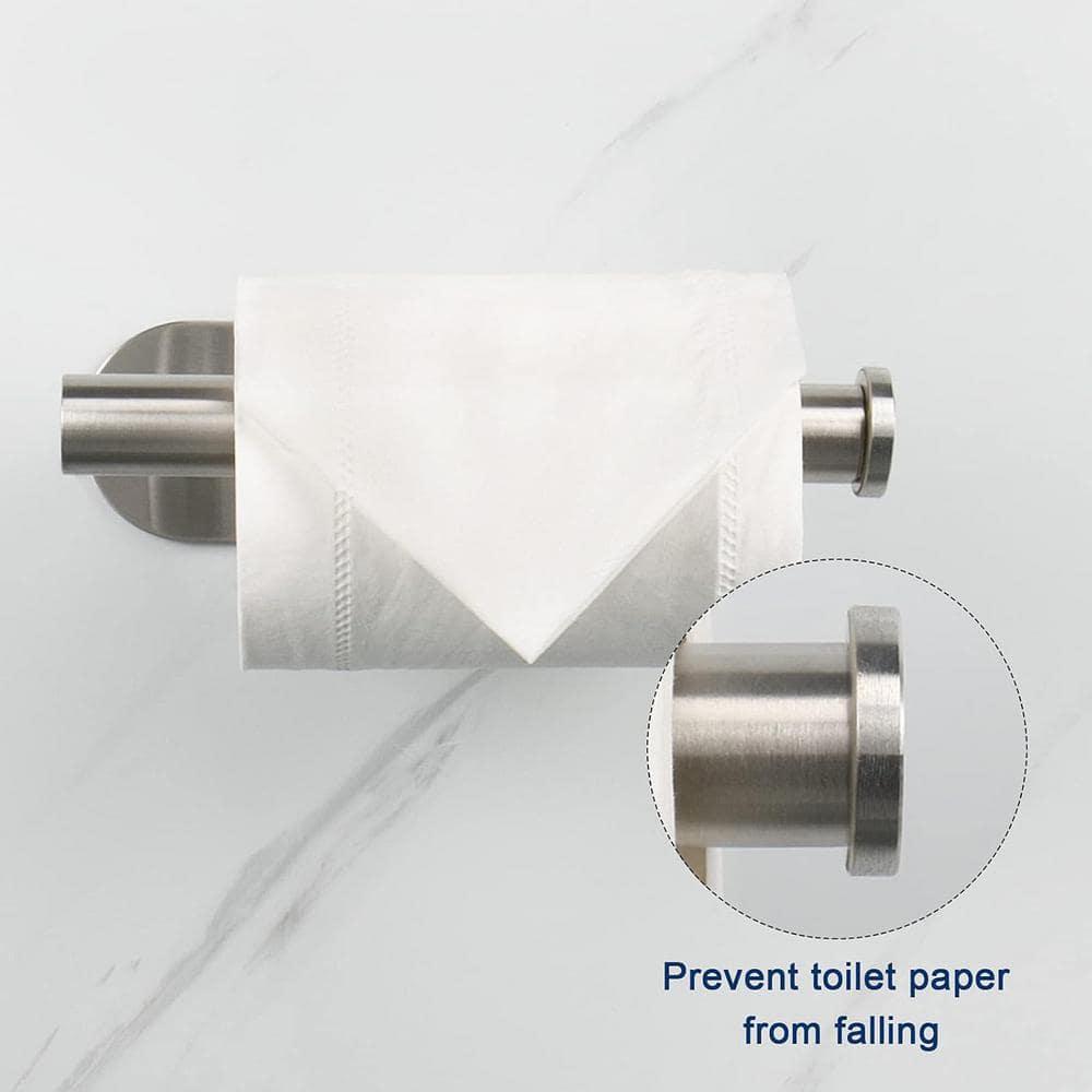 Toilet Paper Holder,Brushed Nickel,Wall Mount, Upgraded Adhesive Toilet Roll Holder,no Drilling,Bathroom/Rv/Washroom,SUS 304 Stainless Steel,Rustproof (Brushed Nickel, 1 Piece)
