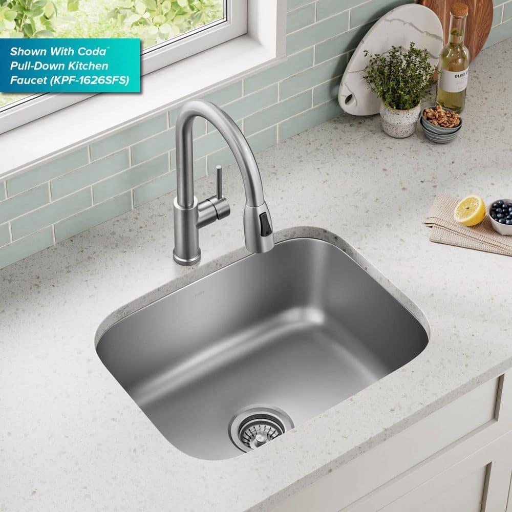 KRAUS Premier 16 Gauge Undermount Single Bowl Stainless Steel Kitchen Sink