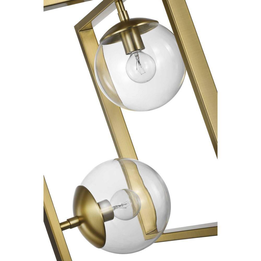 Progress Lighting Atwell 2-Light Pendant, Brushed Bronze, Clear Globe Shades