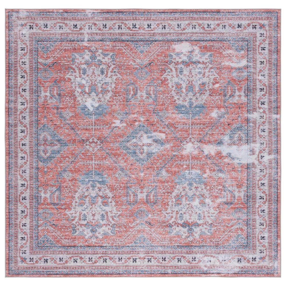 Tucson TSN188 Power Loomed Machine Washable Area Rug - Rust/Beige - 6'x6' - Safavieh.