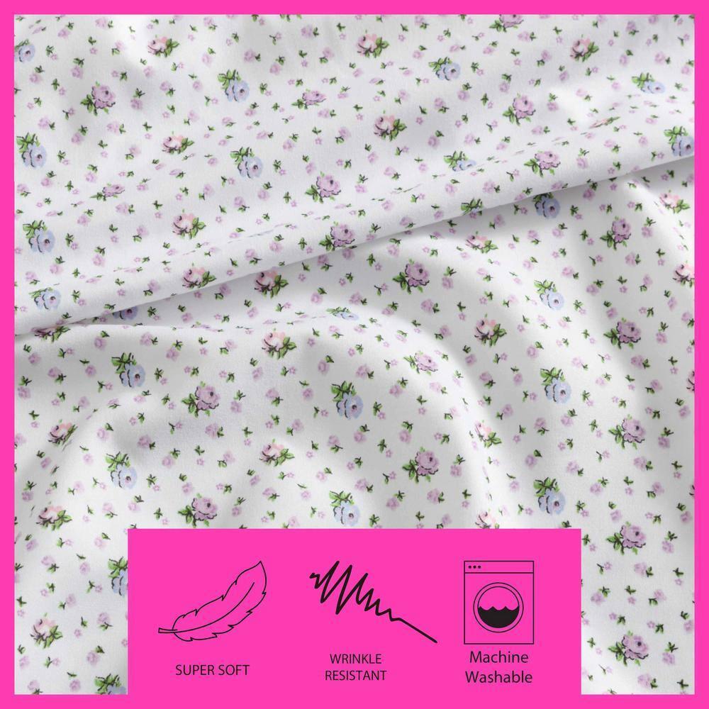 Betsey Johnson Pretty Floral Ditsy Purple Twin Sheet Set