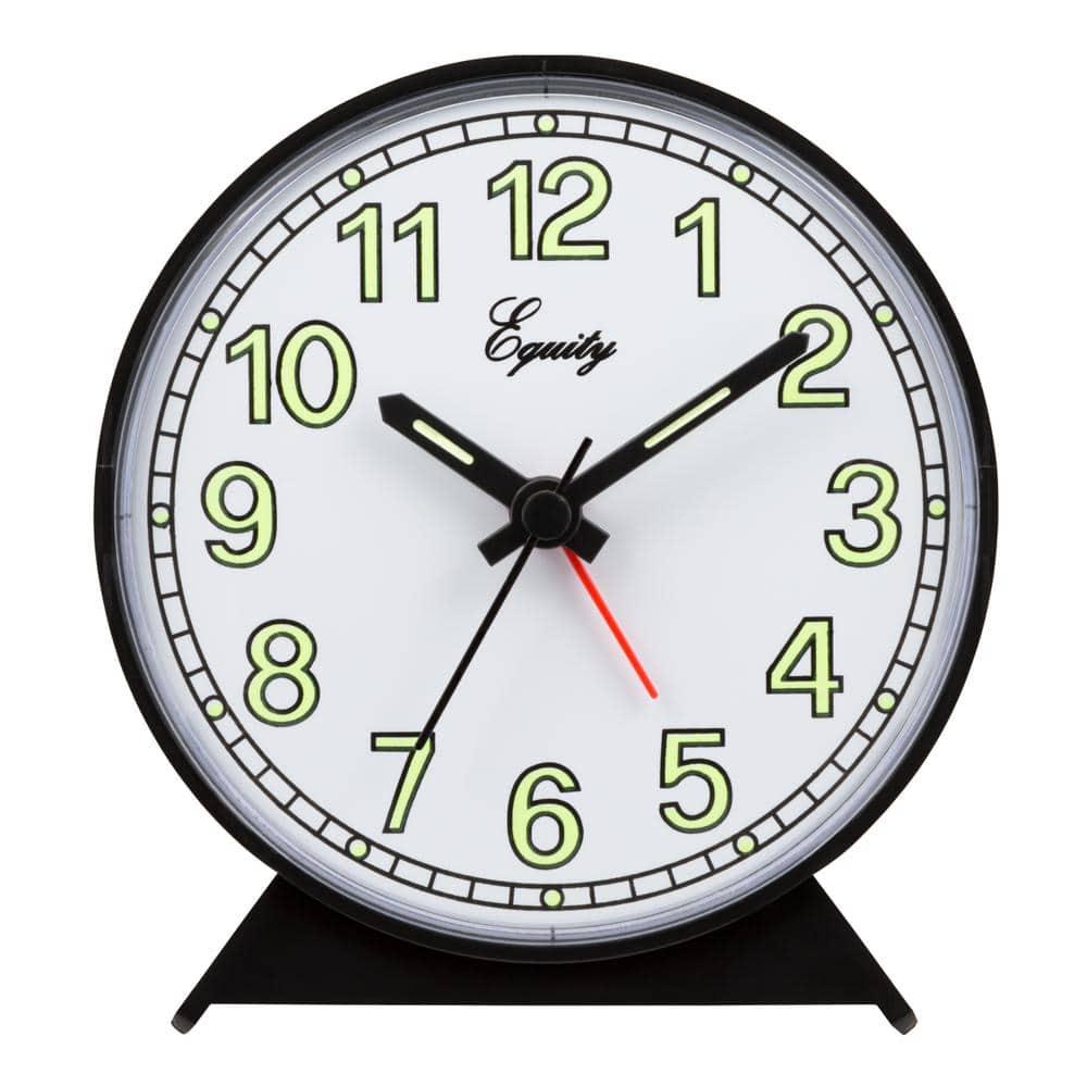 Equity Battery-Operated Black Analog Quartz Alarm Clock, 14077