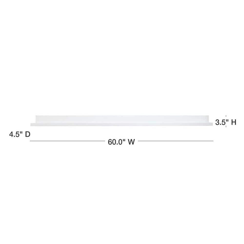 60" x 5" Picture Ledge Wall Shelf White - InPlace: Modern Floating Photo Display, MDF Composite, Includes Mounting Hardware